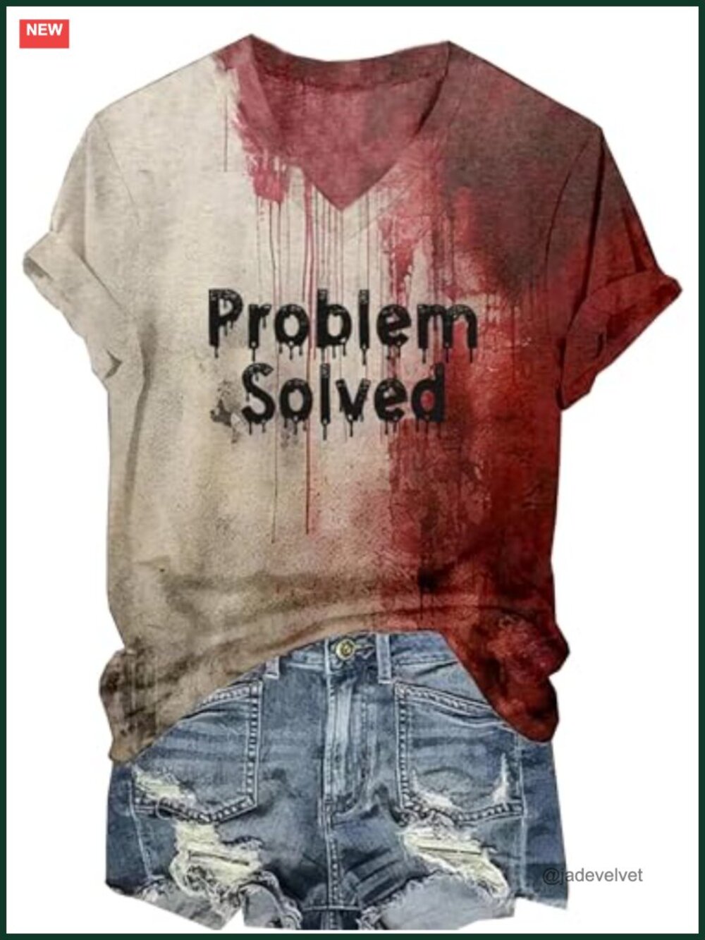 Halloween Blood Stain Graphic T-Shirt Women Short Sleeve Crew Neck